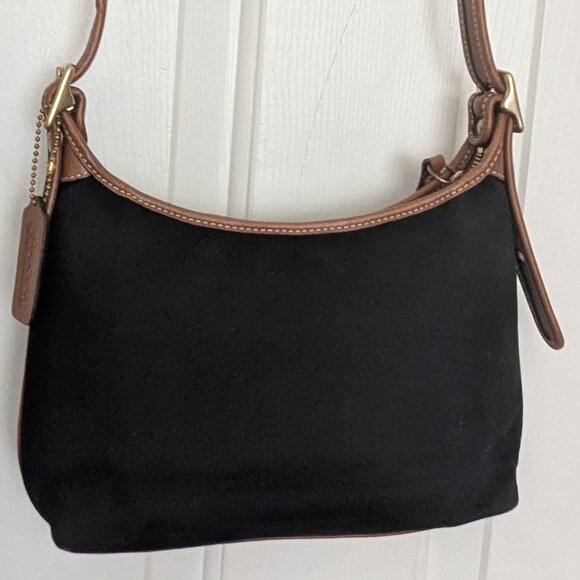 Coach vintage Cavas Leather  Shoulder Bag Crossbody Black Brown - Picture 2 of 16